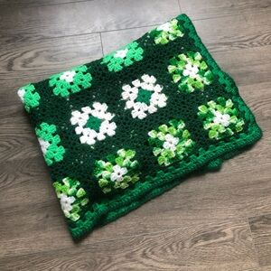 Handmade Crotchet Green Blanket‎